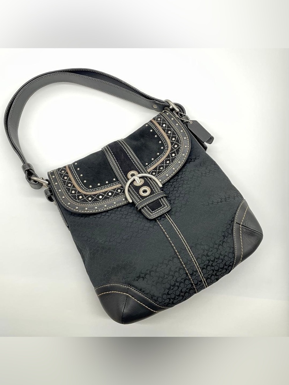 🖤 RARE FIND 🖤 Vintage Coach Soho F11405 Black Signature C Shoulder/Tote Bag